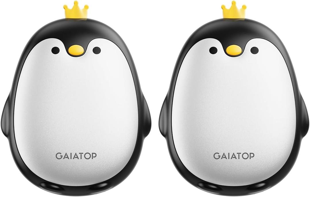 Gaiatop Magnetic Hand Warmers Rechargeable 2 Pack, 3 Settings Cute Pocket Penguin, Fast Hot Hands Reusable Portable Electric Heater for Camping Hunting Golf, Stocking Stuffers Gifts for Women Men (Black)