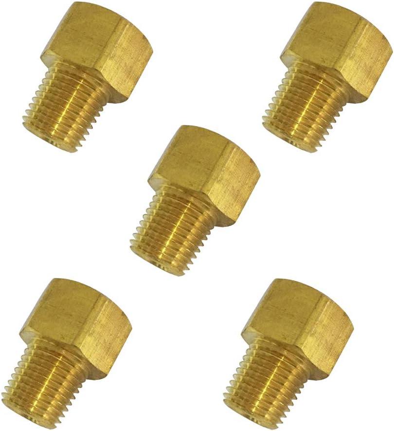 Brass Inverted Flare Fitting, Brake Line Adapter, Male Connector, 3/16" Tube OD x 1/8" NPT Male, 5pcs