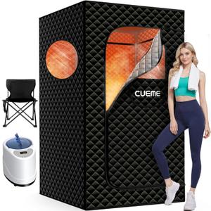 Portable Steam Sauna for Home with 3L 1200W Steamer, 9-Level Remote Control, Foldable Chair & Extra-Large Tent (2.6 x 2.6 x 5.9)  Personal Sauna Box for Relaxation and Comfort (Black)