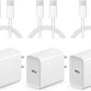 10FT iPhone 17 16 15 Charger Fast Charging - 3 Pack 20W USB C Charger Block and Type C to C Cable Compatible with iPhone 17/17 Pro/17 Pro Max/Air/16/16e/15, iPad Pro, Air 5/4, iPad 10/Mini 6