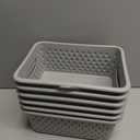 Amazon Basics Decorative BPA-Free Plastic Storage Baskets, 9.9 x 7.4 x 4.16, Grey, Pack of 6