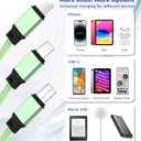 GLOGO 3 in 1 Retractable Charging Cable [3A,3FT] Multi USB Cable Fast Charger Cord for Phone, Samsung, iPad, Tablets, Switch and More - Green