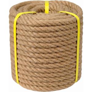 Hemp Rope - 3/4 Inch 100 Feet - Natural Jute Twisted Manila Rope for Crafts, Hammock, Railing, Decorating