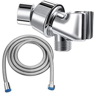 Mimorou 79 Inch Stainless Steel Shower Hose with Adjustable Arm Holder Shower Head Adjustable Replacement Hose Head Holder for Wall (Classic Style, Silver)