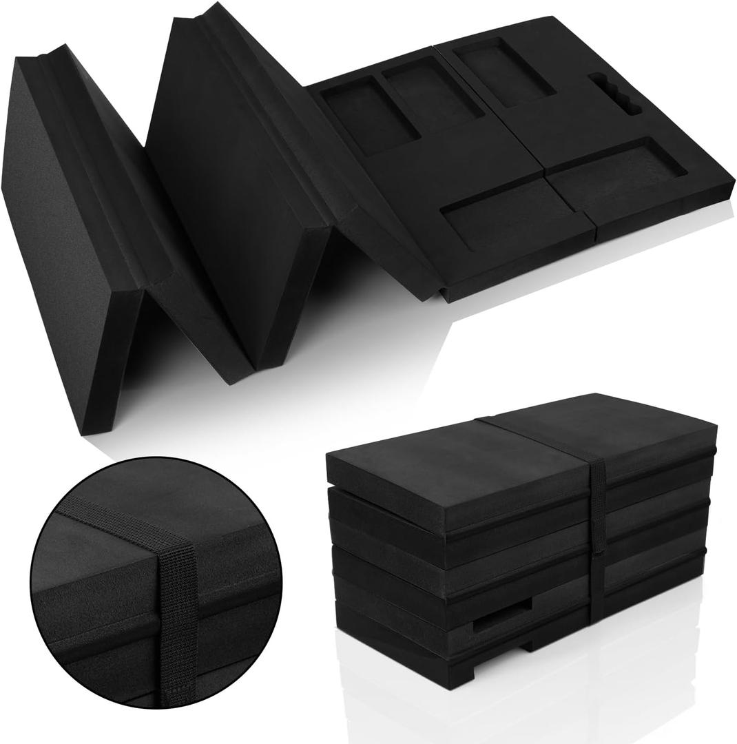 Foldable EVA Mechanic Mat with with Magnetic Tool Compartments, 47.2" x 15.8" x 1.2" Carry Portable Thick Kneeling Pad 5-Fold with a Strap for Garage Workshop Repairing Gardening