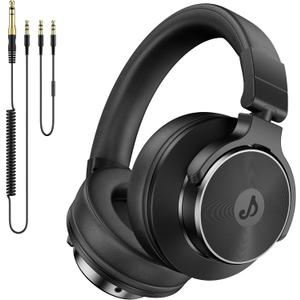Wired Headphones Over Ear, Studio Monitor & Mixing DJ Headphones with 50mm Neodymium Drivers and 1/4 to 3.5mm Jack for Guitar AMP Podcast Piano Keyboard (Black)