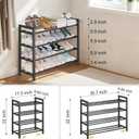 Detsuk 4-Tier Expandable Shoe Rack Adjustable Metal Shoe Organizer for Closet, Entryway & Mudroom Stackable, Heavy-Duty Storage, Black