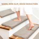 Bullnose Stair Treads Non Slip 9.5" x 32", 14 Pcs Ultra Plush Carpet Stair Treads for Wooden Steps Indoor with Edge Protection, Reusable Peel and Stick TPU Backing Stair Runner Rugs - Beige Gray