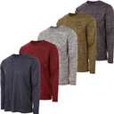 Essential Elements Mens Active T-Shirt - Quick-Dry Athletic Workout Training Crew Neck Long Sleeve Top 5 Pack (X-Large)
