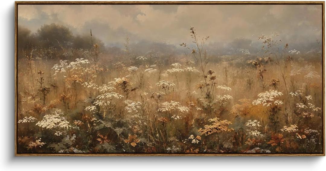 InSimSea Extra Large Framed Vintage Wall Art, Wildflower Meadow, 24x48inch