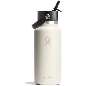 Hydro Flask Water Bottle - Insulated Stainless Steel - Wide Straw Lid, Non Spill, Leakproof in 32 Oz Ivory