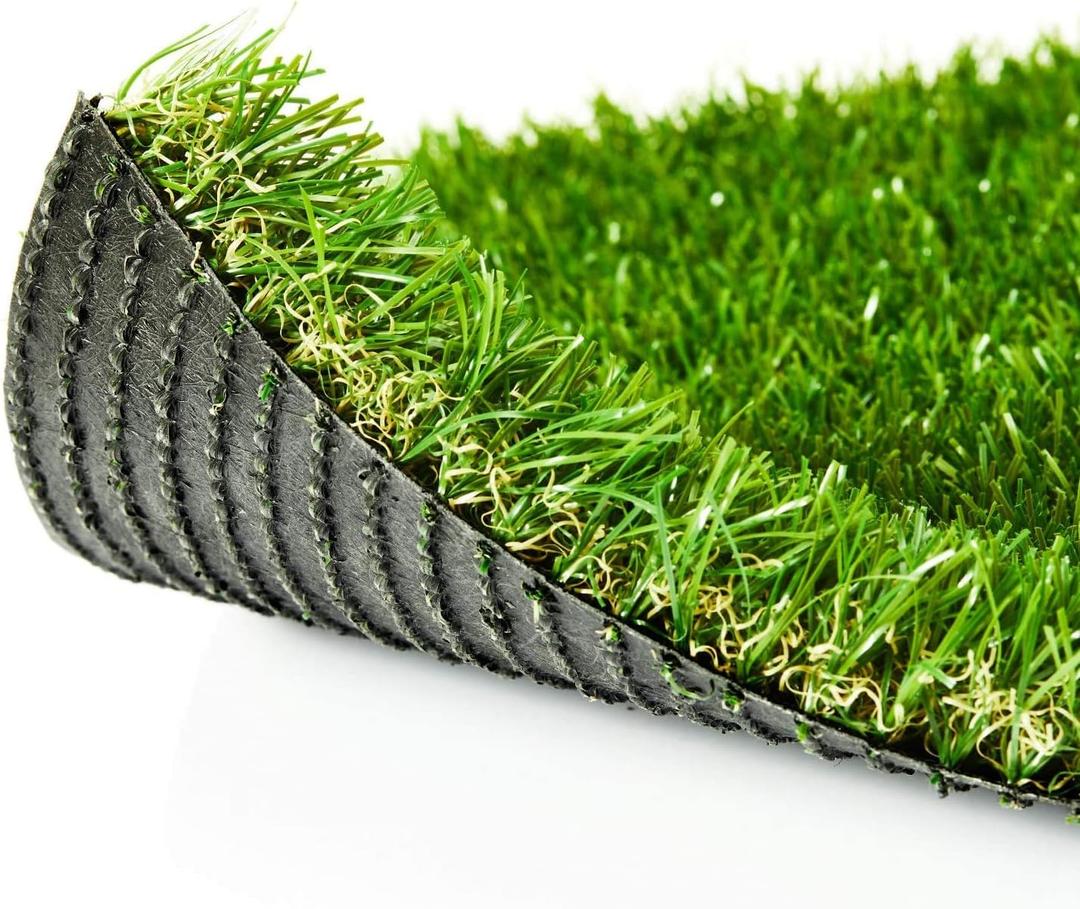 Premium Artificial Grass 4' x 6' Outdoor Rug, 1.38" Realistic Thick Turf for Garden, Yard, Fake Lawn, Dogs Synthetic Grass Mat, Rubber Backed with Drainage Holes, Customized Sizes