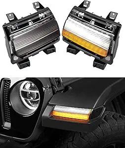 LED Sequential Flashing Turn Signal Lights for Jeep Wrangler JL Sport 2018-2024 Halogen Model Only, Clear Lens Fender Lights Wheel Eyebrow DRL Lamp, 2pcs(Short Version)