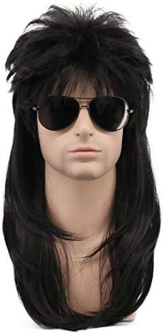 Amazon.com: karlery Men Women Long Wavy Black Mullet Wig 70s 80s Punk Rocker Wig for Halloween Costume Cosplay Party : Clothing, Shoes & Jewelry