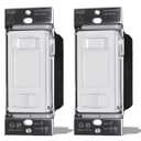 MOES Dimmer Light Switches 2pcs, 3 Way & Single Pole Dimmable Switch for LED,CFL,Incandescent,Halogen, 600Watt Max, ON/Off Switch with Dimming Slide, No Neutral Wire Required (White)