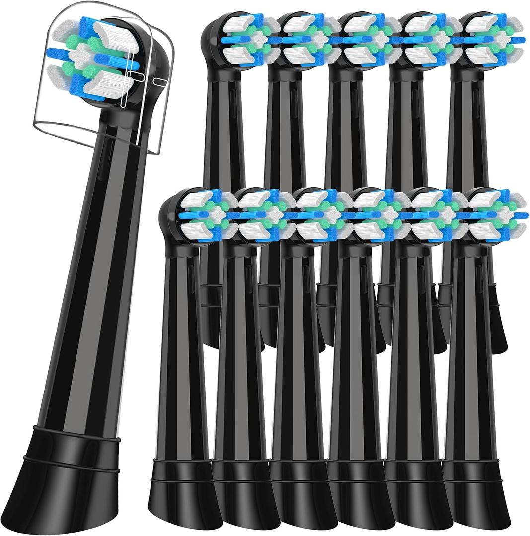 12 Pcs IO Replacement Heads Compatible with Oral B iO 2/3/4/5/6/7/8/9/10/Deep Clean Electric Toothbrush, Brush Heads Compatible with IO for Teeth Clean (Black)
