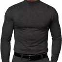 Zengjo Mens Thermal Long Sleeve Shirt Mock Neck(Charcoal,S) 