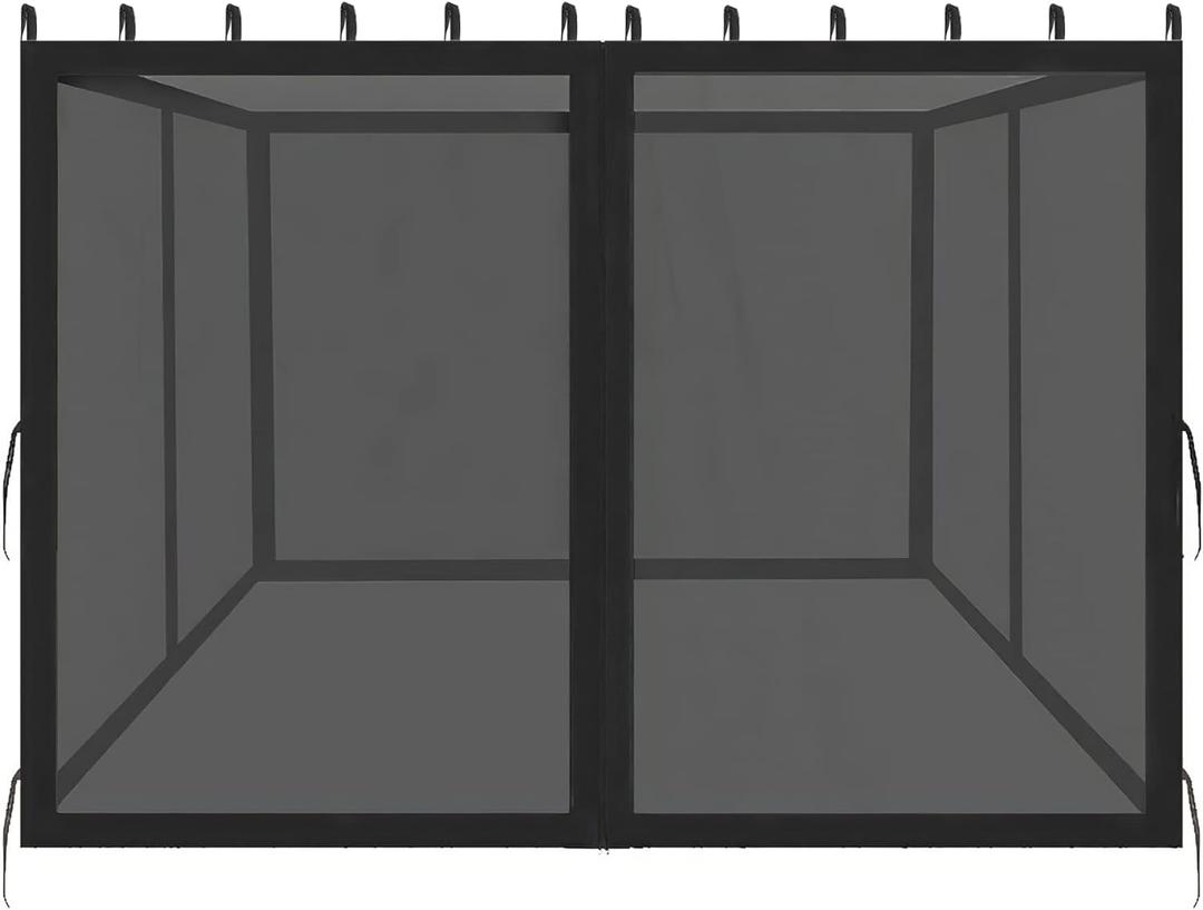 10x10ft Universal Replacement Mosquito Netting, Universal Gazebo Netting with Zippers for Outdoor Garden Patio Gazebo 4-Panel Screen Sidewalls, Black (Mosquito Net Only)