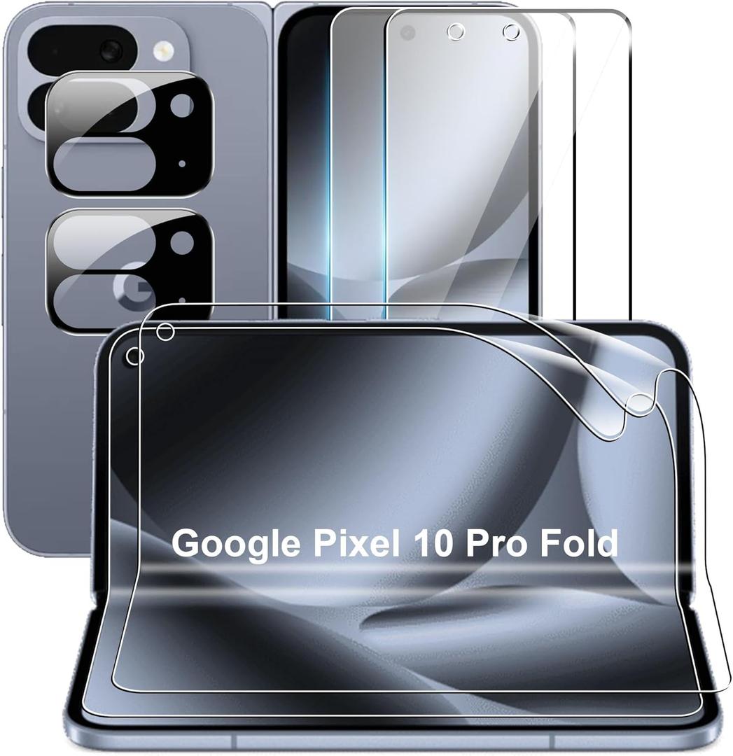 for Google Pixel 10 Pro Fold Screen Protector Tempered Glass with Camera Lens,Bubble-Free Protective Film,High Transparency, Case Friendly,2+2+2pack
