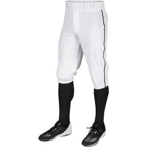 CHAMPRO Mens' Pipe Triple Crown Polyester Knicker with Braid, White, Black Pipe, Small US