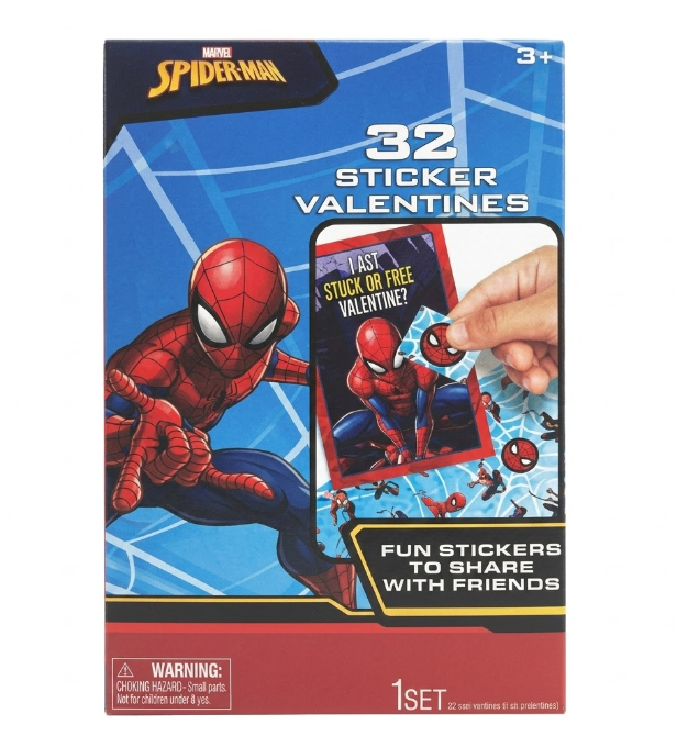 MARVEL Spider-Man Sticker Valentine Cards, 32 ct, 2 Pack