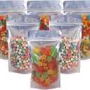 100 Pack 5.5 x 10 Inch Stand Up Pouch Bags Zipper Mylar Bags Clear Front with Aluminum Foil Back Reusable Food Storage Bag for Multipurpose with Gusset Bottom(5.5mil Thickness)