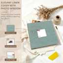 Popotop Photo Album Self Adhesive with Picture Display Window,40 Pages DIY Scrapbooking Supplies Kit for 4x6 8x10 Picture,Linen Cover Memory Book for Baby Wedding, with Scraper and Metallic Pen