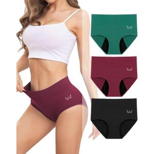Rdiner Heavy Flow High Absorbency Period Underwear Women, Leakproof Panties Postpartum Menstrual Hipster Briefs Teens 3 Pack, Small