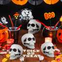 Amosfun 6PCS Halloween Skeletons Plastic Realistic Human Skull Head Bone Model Ghost House Props Halloween Party Supplies