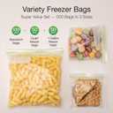 Baggies Variety Size Pack - 200 Count Variety Pack with 50 Gallon 50 Quart 100 Sandwich  Heavy Duty freezer bags