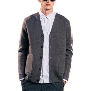 Men's Cardigan Sweater Button Front V-Neck Long Sleeve Knit Sweaters (Gray, 3XL)