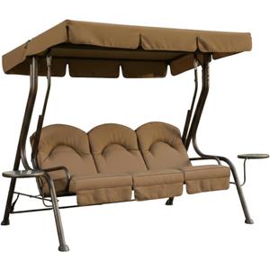 Garden Winds Durable 350 Replacement Canopy Top Compatible with Living Accents 3-Person Deluxe Swing Model 8329948 - Brown