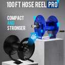 MEKOH Pressure Washer Hose Reel 100FTx3/8, 200FTx1/4 Manual Power Washer Hose Reel with M22 14mm Fitting,4500PSI Heavy Duty Hose Reel for Water,High Pressure Metal Reel with Wall/Van/Trailer Mount