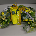 24in Artificial Flower Swag with Lemon, Spring Lemon Fruit Garland Rustic Decorative Swag Farmhouse Floral Garland with Large Bow for Wedding Arch Front Door Wall Home Decor(Yellow)
