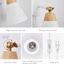 Wall Sconce Set of 2, Wall Sconce with Metal Shade, Plug Switch, Indoor Decor Wall Mount Swing Arm Lamp for Bedroom,Hallway,Living Room,Reading, White