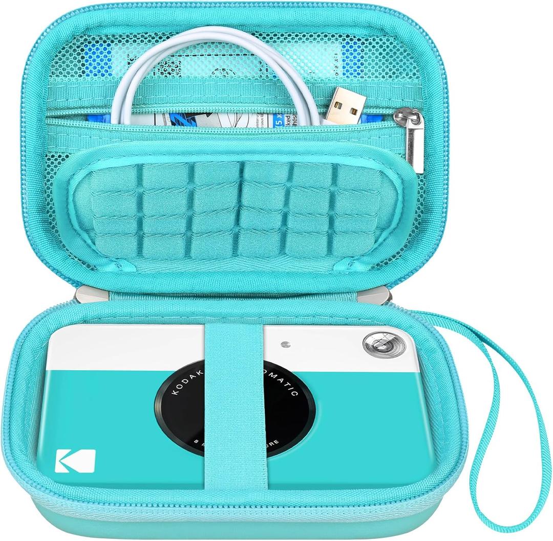 Canboc Carrying Case for Kodak Printomatic/Kodak Printomatic+/ Kodak Printomatic Plus Instant Print Digital Camera, Zipper Mesh Pocket fit Photo Paper and Cable, Green (Case Only)