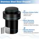 Chumia 10 Pcs Door Stopper Mounted Floor Stops Stainless Steel Cylindrical Stopper Modern Decorative Rubber Bumper Stops Holder Wall Protector for Bottom or Top of Door (Black)
