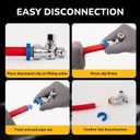 Tee Stop Valve, 1/2" PTC x 1/2" PTC x 1/4" OD Compression, Push to Connect Brass Plumbing Fitting for PEX, Copper, CPVC Pipe, Quarter-Turn Shut Off Water Valve Disconnect Clip