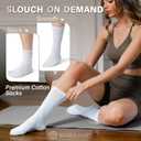 Scrunch Cotton Socks, Slouch Calf Thin Breathable Soft Socks for Women and Men, 4 Pairs (Large, Gray Mixed)