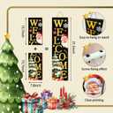 Christmas Wooden Porch Sign 31.5" Santa Welcome Porch Sign with Stars, Snowflakes, and Gift Accents for Home Front Door Yard Party Decor