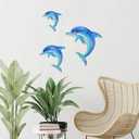 Dolphin Wall Decor Metal Fish Wall Decor Sea Coastal Outdoor Wall Art Metal Beach Ocean Decor For Bathroom Indoor Garden Yard Pool Outdoor Patio Kitchen (3 Pcs)