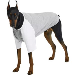 Dog Shirt for Small and Large Dogs Raglan Cotton T-Shirts Soft Breathable Dog Shirts pet Clothes Gray Series (5X-Large, Gray/White)
