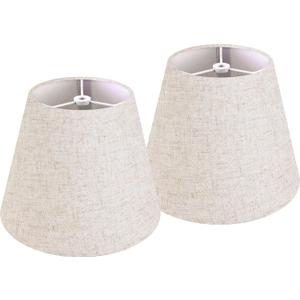 GO&SO 2 Pcs Small Mini Lamp Shades for Table Lamps and Nightstand,5"9"6.4" (Spider) Oatmeal Beige Shade Replacement Lamparas Para Cuarto,Suitable for Clip Lamp Holder(Clip Adapter Not Included)