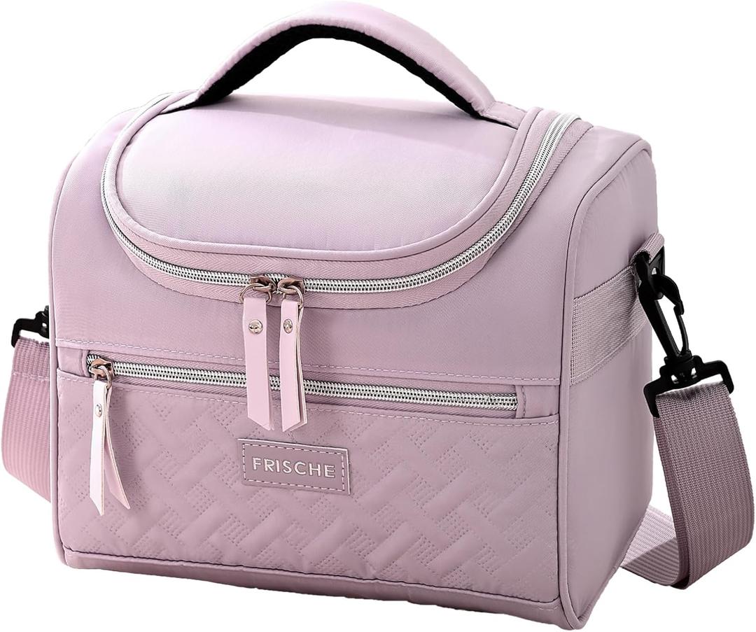 Insulated Lunch Bag for Women - Reusable Lunch Box for women - Leakproof Cooler Tote Bag Containers with Adjustable Shoulder Strap for Office Work Travel Picnic Outdoor (Purple)
