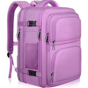 Large Travel Backpack, Laptop Backpack for women, Expandable 52L Carry On Backpack, TSA Water Resistant Weekender 18.4 Inch Laptop Backpack, Anti Theft Business Computer Bag with USB Port, Purple
