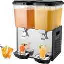VEVOR Commercial Beverage Dispenser, 2 Tanks 18 L / 19 QT Per Tank Juice Dispenser, 370W Stainless Steel Ice Tea Drink Machine with 45F-54F Cooling Temperature, for Cold Drink Restaurant Bar Party