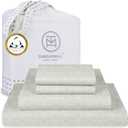 Threadmill Egyptian Cotton Queen Sheet Set | 100% Certified Egyptian Cotton Bed Sheets for Queen Size Bed | Queen Sheet Set with Deep Pocket | Soft Cooling Damask Jacquard Bedding Set | Light Grey