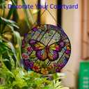 Butterfly Stained Glass Window Hanging,20cm/7.87inch Hand-Painted Sun Catcher Garden Hangings for Doors Home Christmas Mother's Day, Valentine's Day Ornaments Festival Gift (A Style)