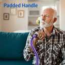Medline Gel Grip Aluminum Cane with Offset Handle, Adjustable Height 29"-38", 300 lb. Weight Capacity, Purple - Ideal Mobility Aid