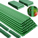 Garden Stakes 16 Inch , Diy 4ft 5ft 6ft 7ft 8ft Tomato Stakes Plastic Coated Metal Plant Sticks Stakes Supports with Connectors and Rotatable Clips for Indoor Outdoor Plants Vegetable